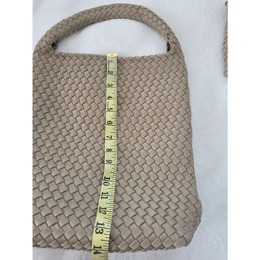 Woven Taupe Hobo Bag with Matching Pouch